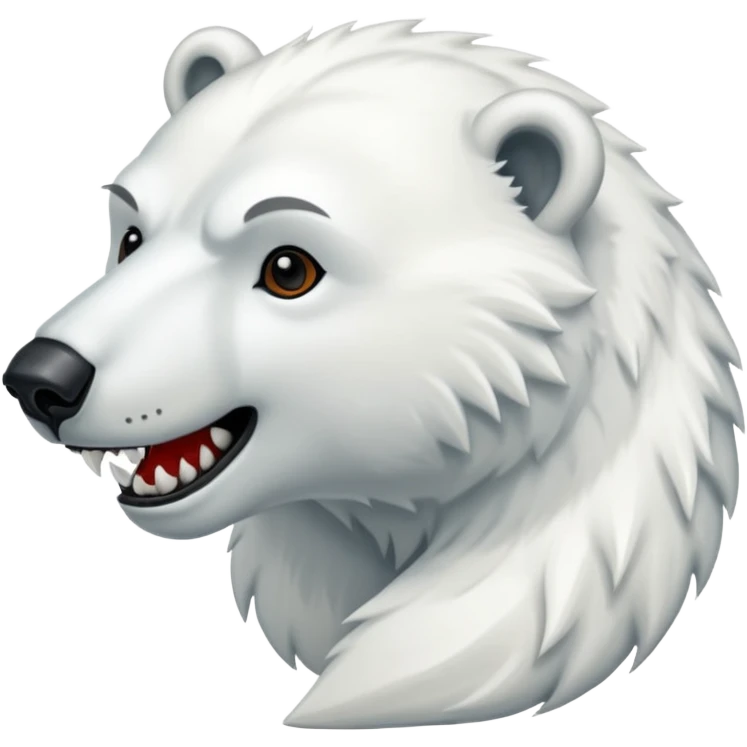 Polar bear with a wolf’s tail, thick neck fur, and short saber fangs emoji