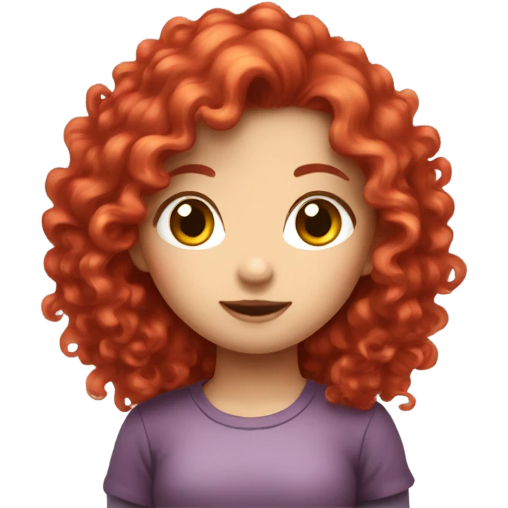 Girls with red long curly hair, classes , hello kitty emoji