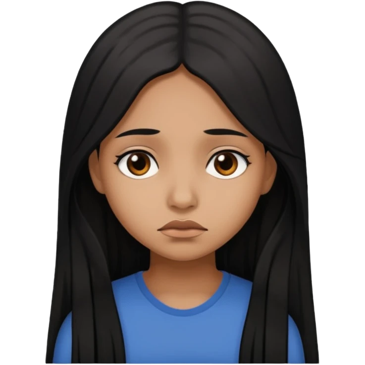brown girl who has long black hair who is sad emoji
