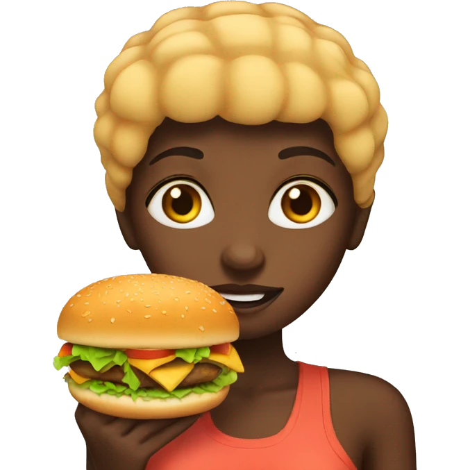 A black girl with burger  emoji