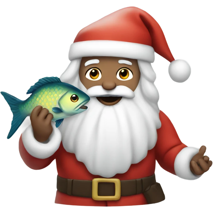 White Santa with fish in his hands  emoji