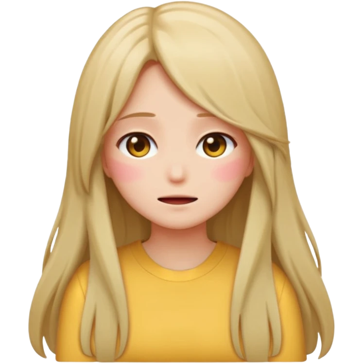 anime style emoji of a girl with long hair, back turned, blushing, covering face emoji