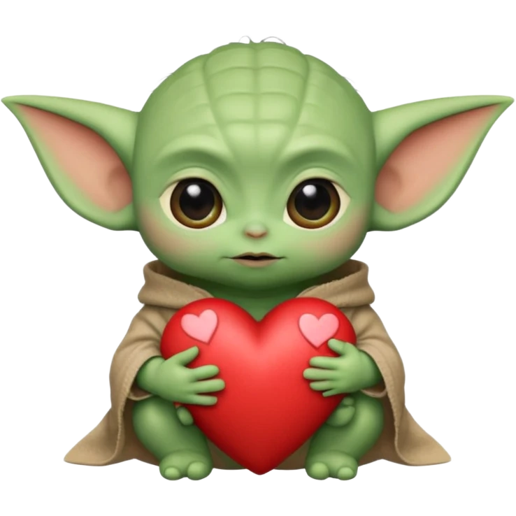 Baby yoda with heart emoji