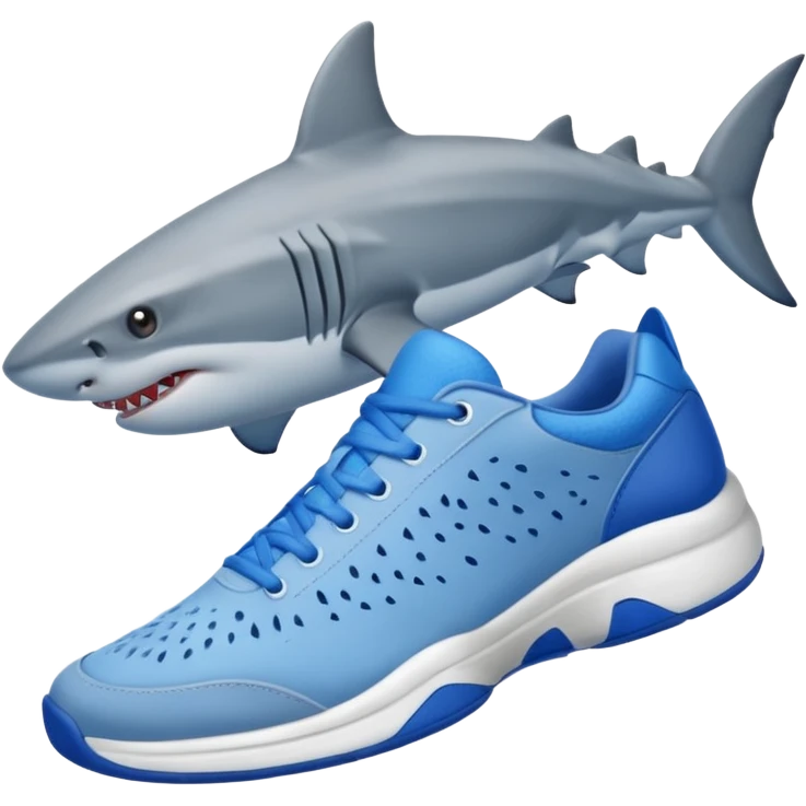 Un tiburón de 4 patas que lleve tenis azules emoji