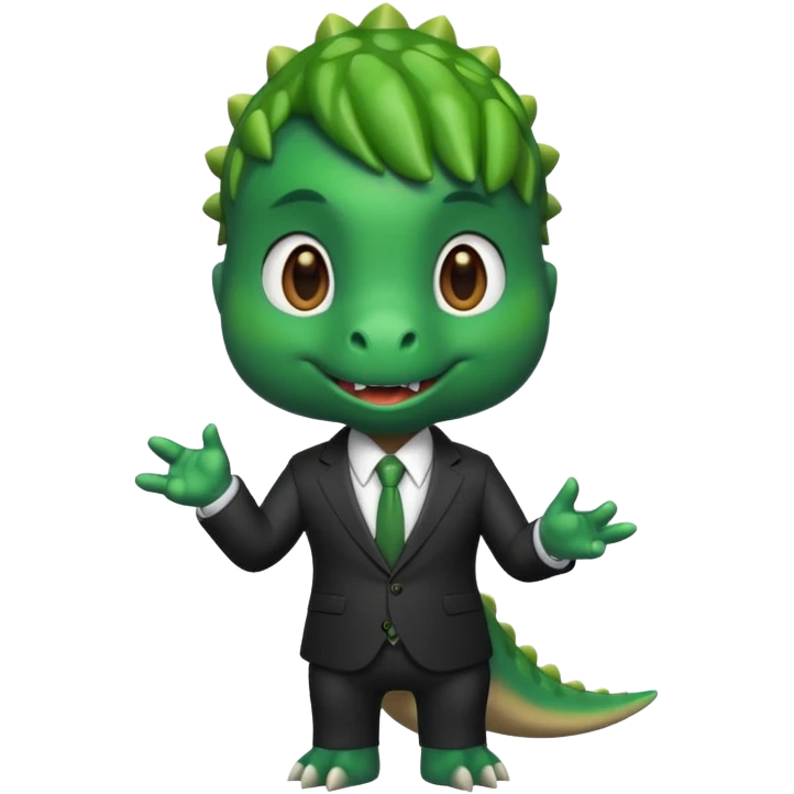 cute dinosaur (like the dinosaur memoji) in business suit emoji