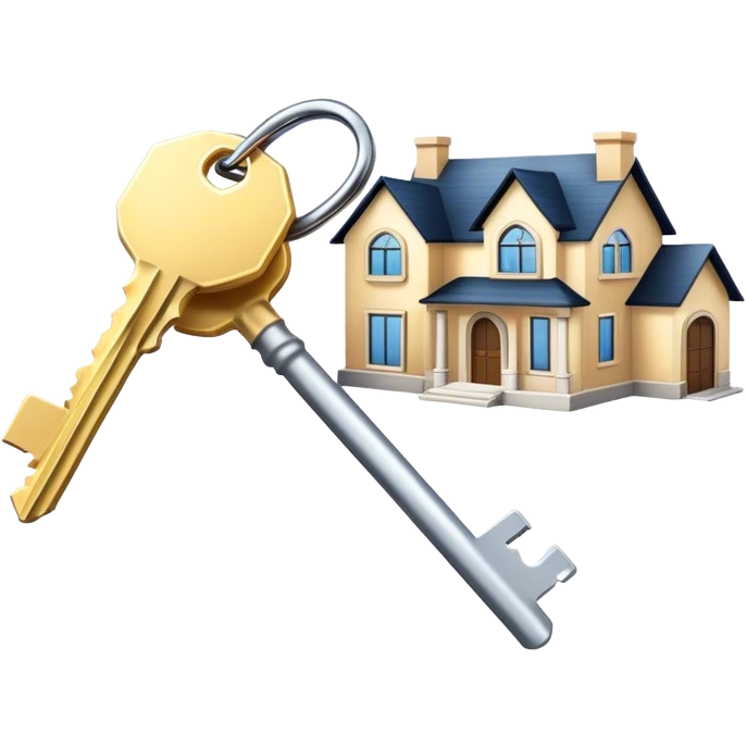 Keys with luxury house behind emoji
