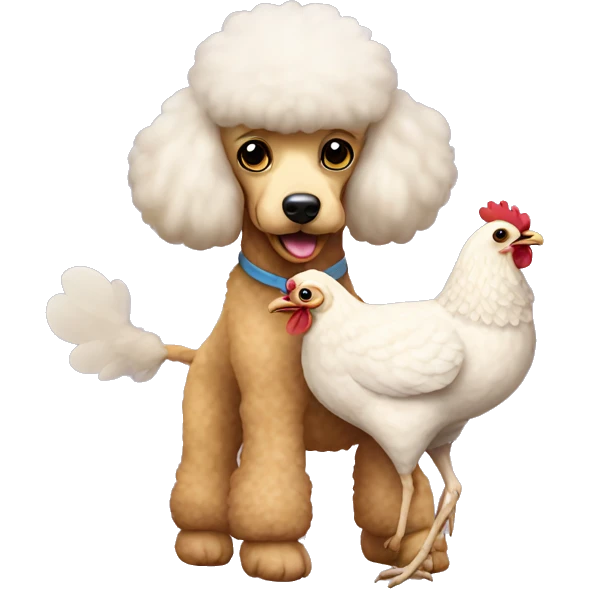 Poodle carrying chicken emoji