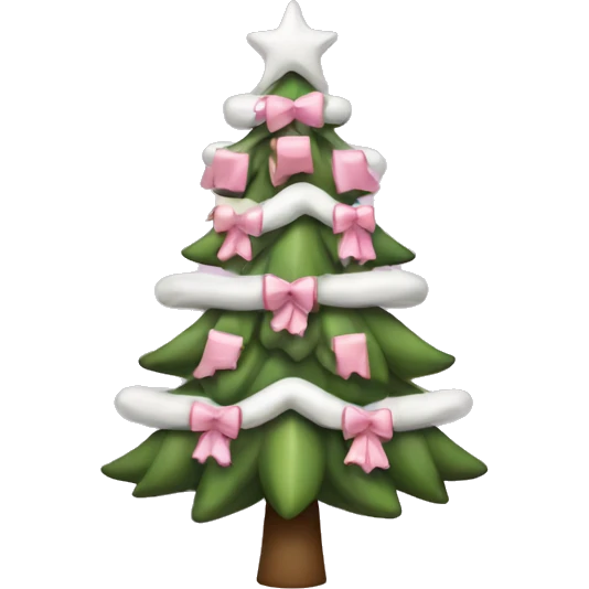 Christmas tree with small pink and white bows  emoji