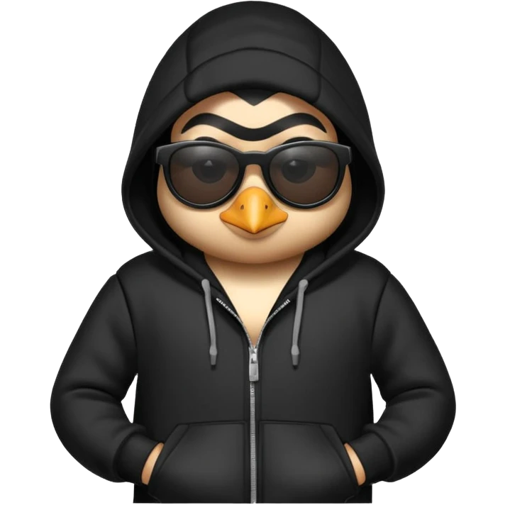 penguin in hacker style, wearing sunglasses and hoodie emoji