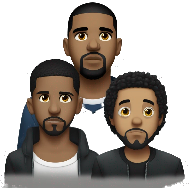 drake and kendrick and  j. cole, menacing stare, recent look emoji
