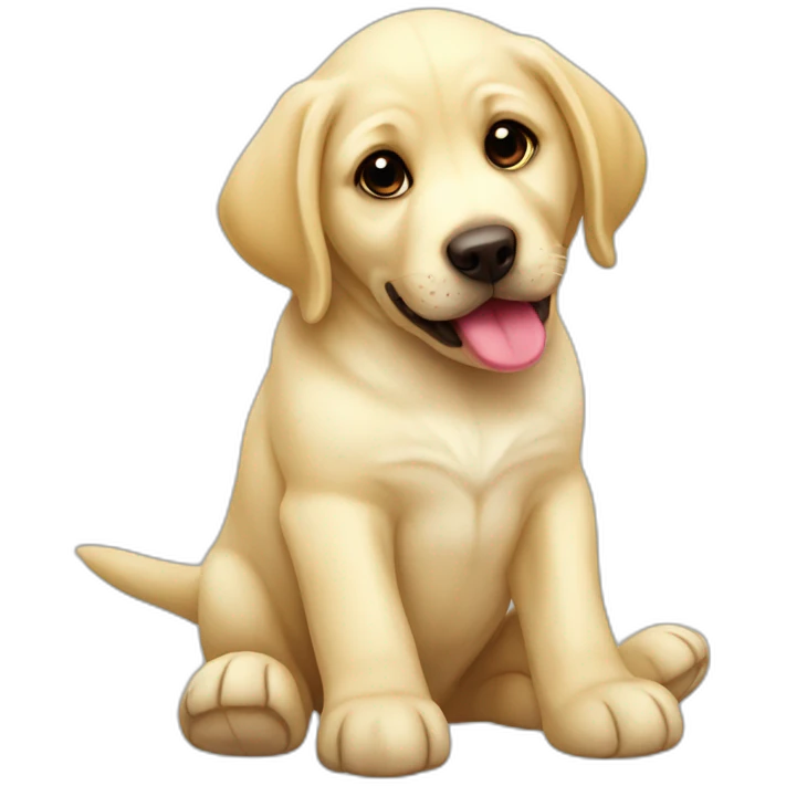 Very cute puppy yellow Labrador with stuffed toy in mouth emoji