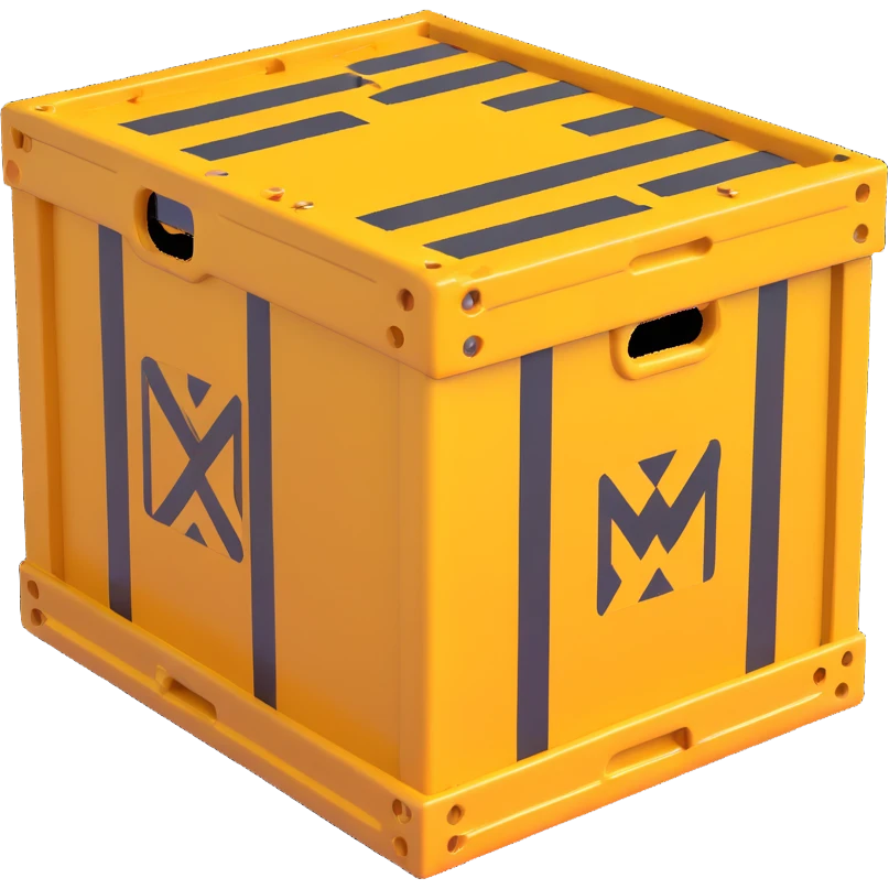 industrial crate, metallic with warning stripes emoji