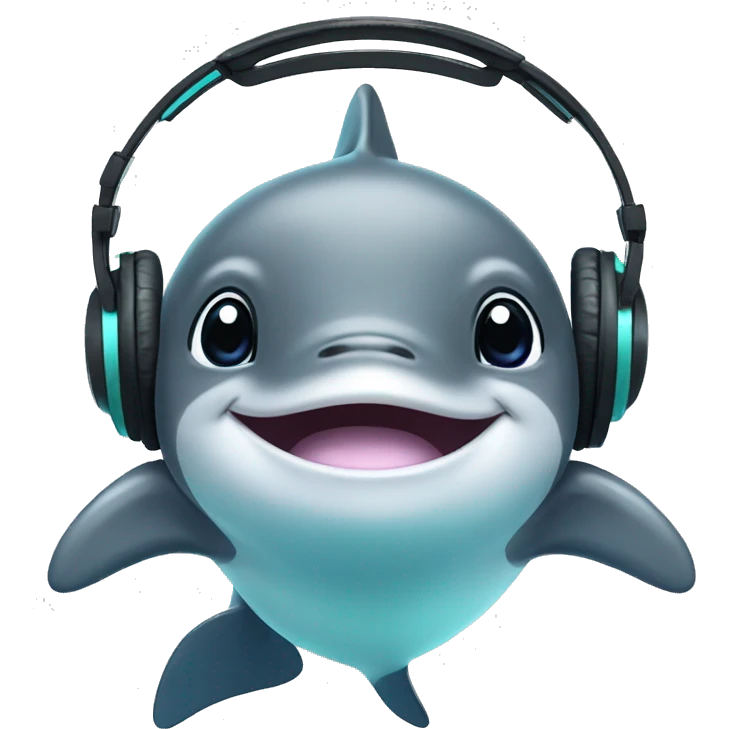 cute dolphin with headphones emoji