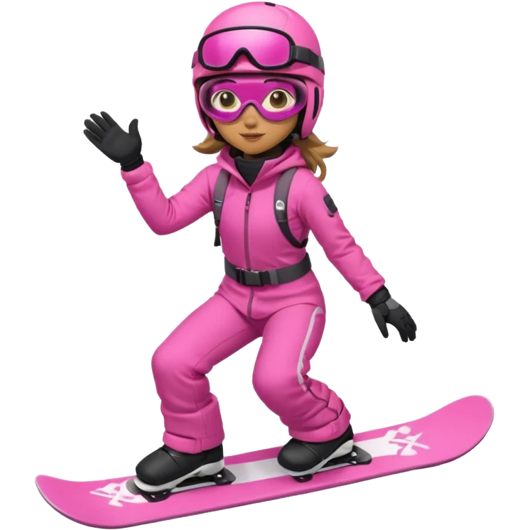 A snowboarder girl in a pink kosume full body emoji