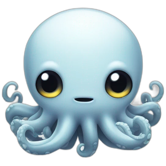 cute white kraken with cute face shy  emoji