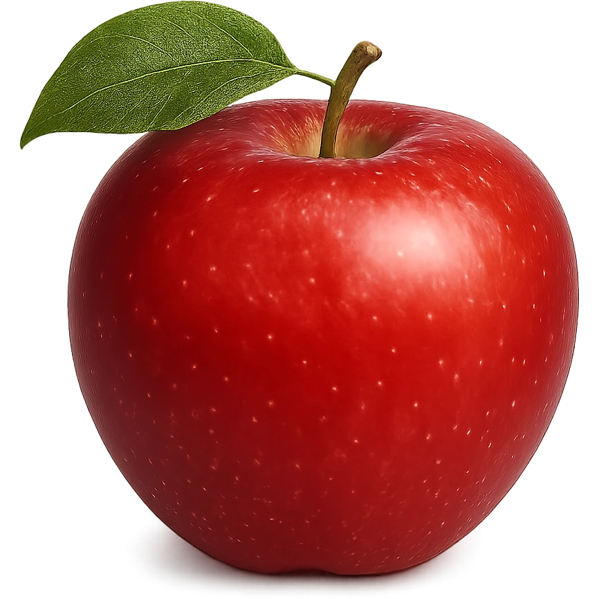 realistic red apple with a leaf, no background emoji