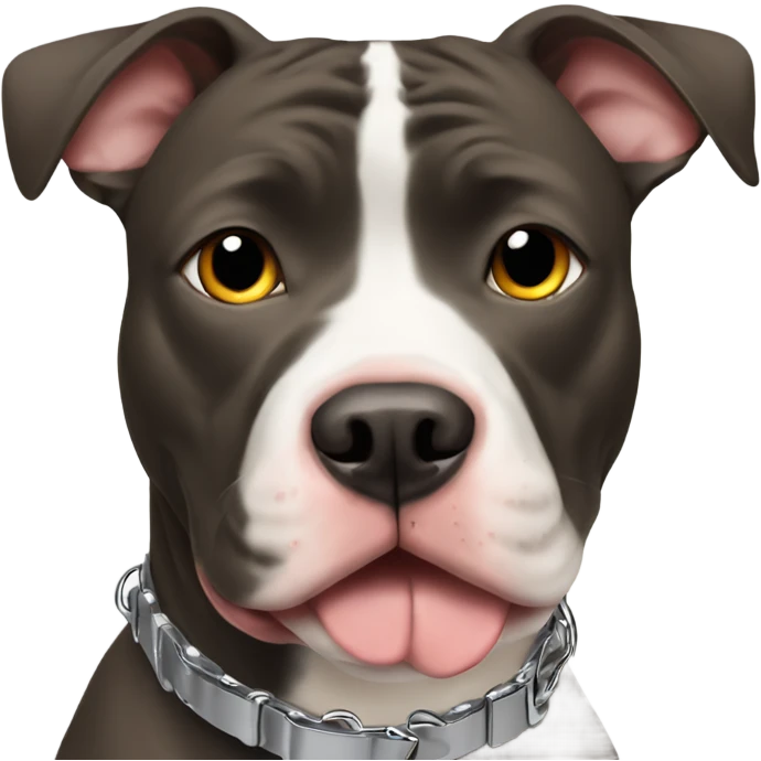 Pitbull with collar that says rescue emoji
