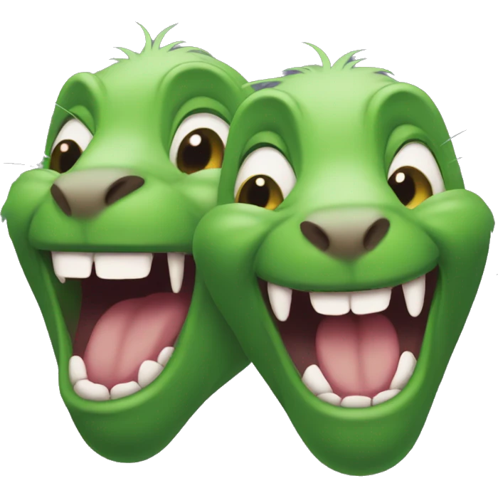 Three green rats evil laugh emoji
