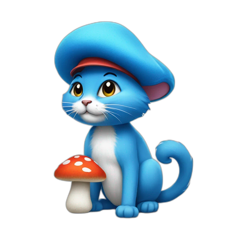 Smurf cat with mushroom hat emoji