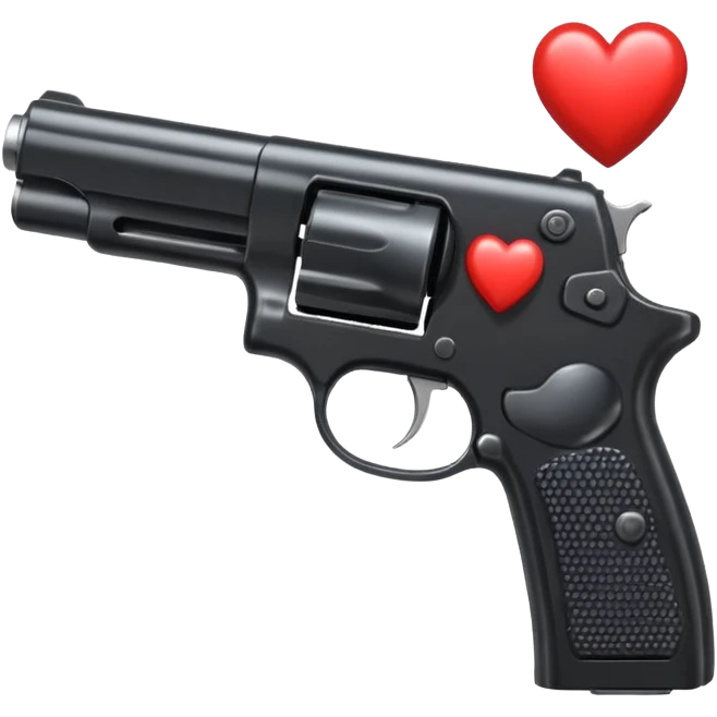Black hand gun shooting a heart bullets out of the tip  emoji