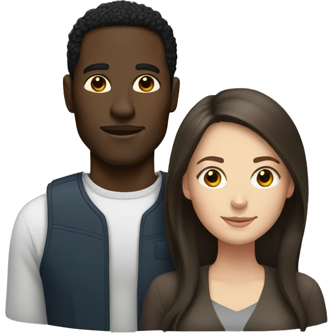 Black man and brunette white woman emoji
