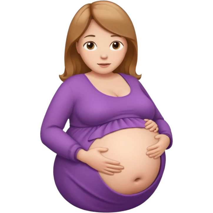very heavily pregnant overdue woman with very large belly emoji