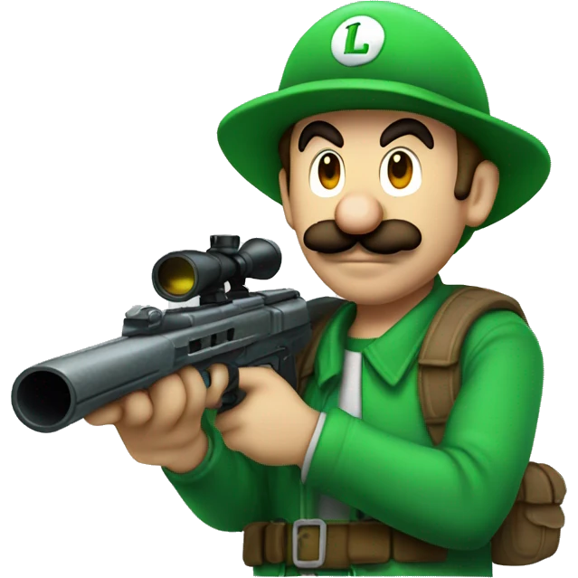 Luigi with a silencer sniper gun emoji