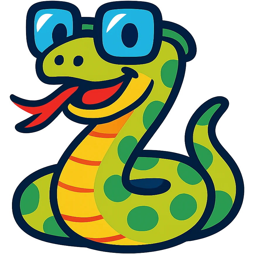 nerd snake with glasses, fun and expressive style, colorful cartoon illustration emoji