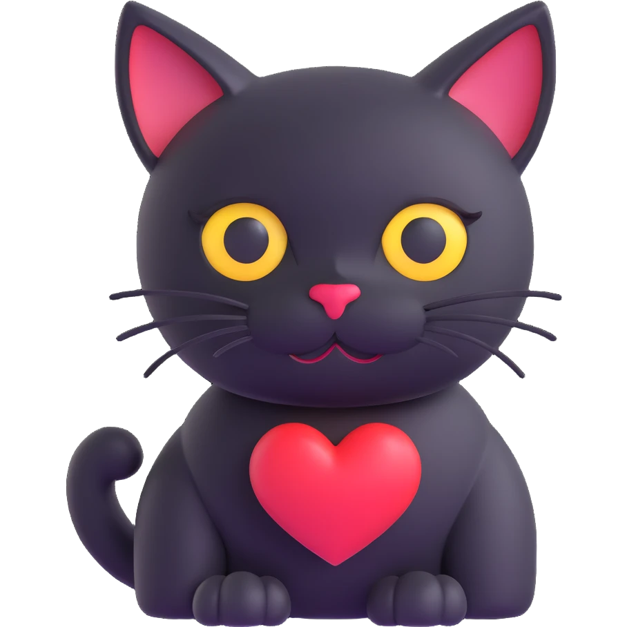 black cat with heart eyes emoji