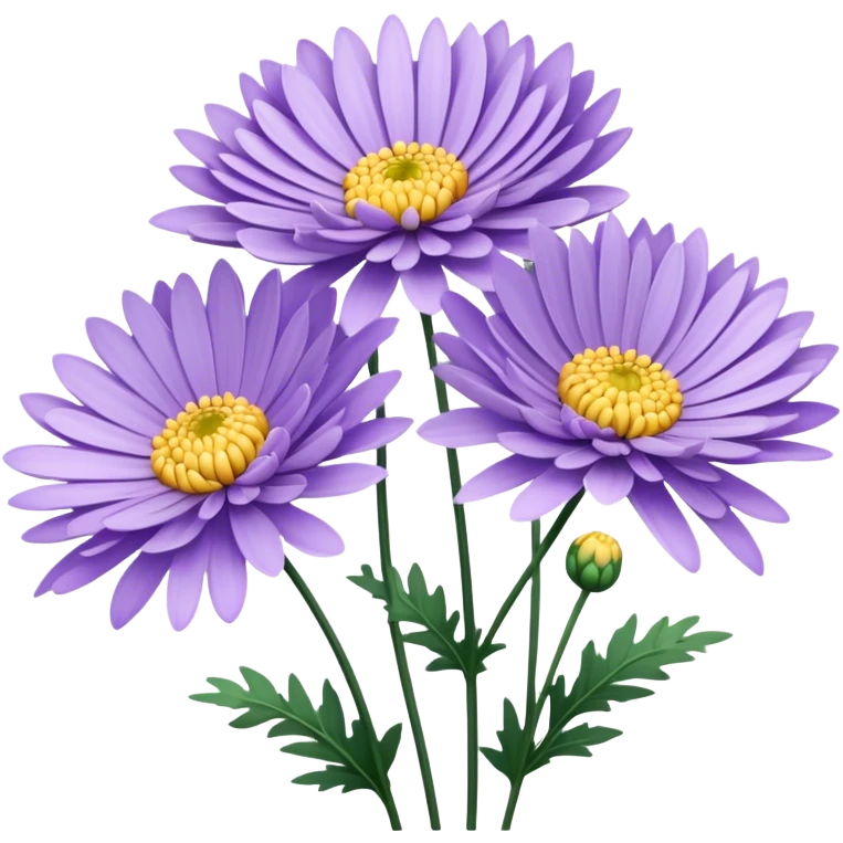 single Lavender Chrysanthemum, straight stem emoji