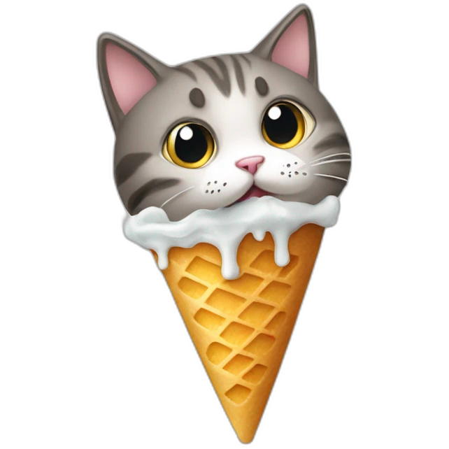 Un chat qui mange une glace emoji