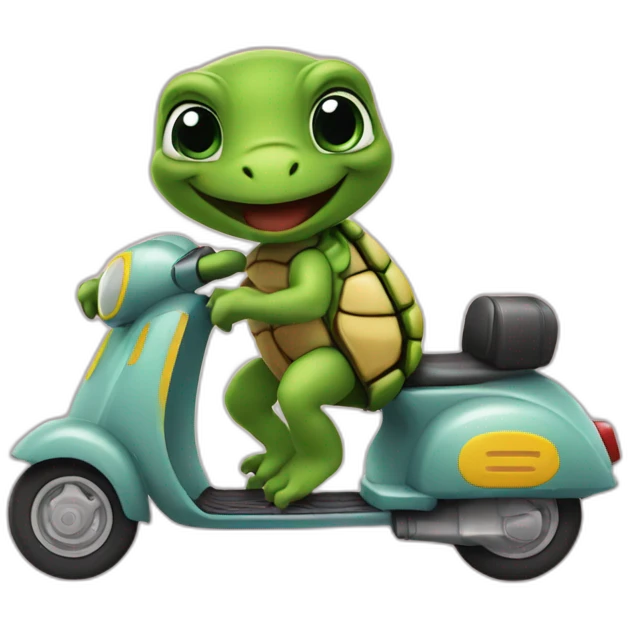 Tortue sur un scooter emoji