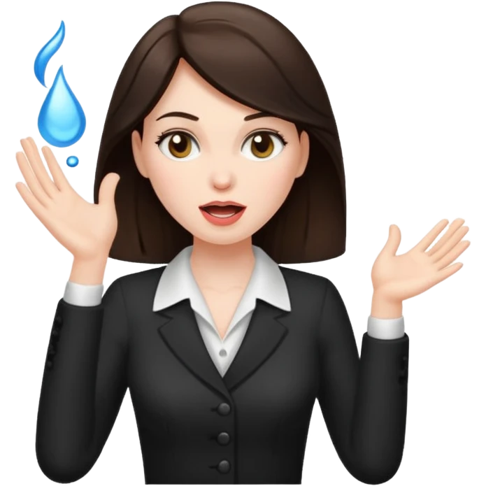 Classy brunette woman throwing up emoji