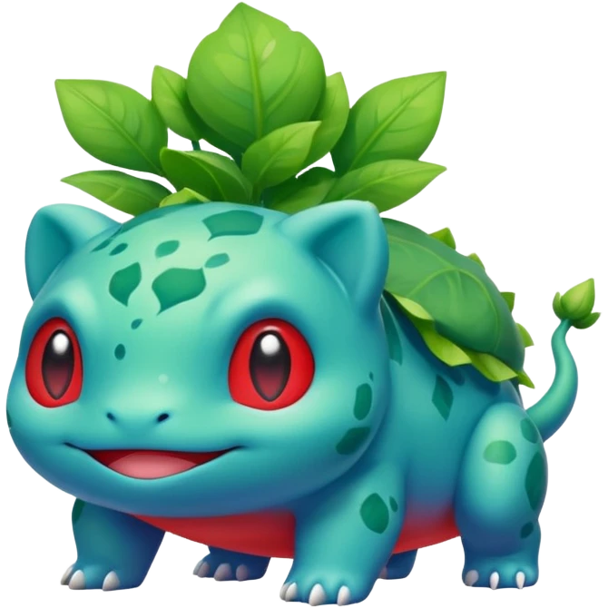 Bulbasaur emoji inspired by the Rednote app icon, modern, vibrant colors including green, blue, and red, no music note, clean app icon style emoji