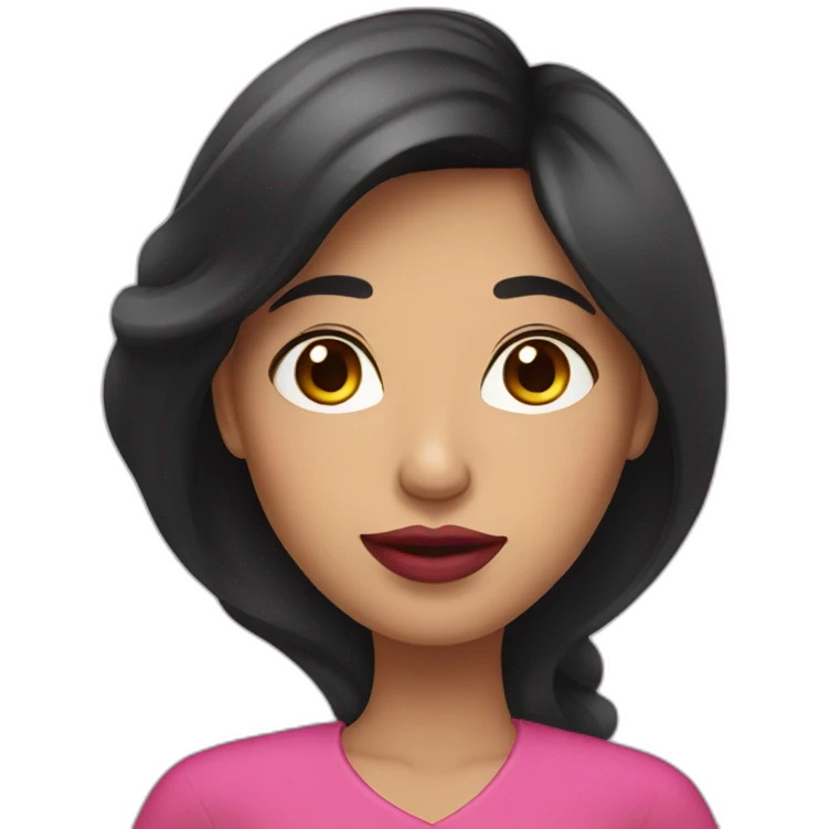 Chilean woman with dark long hair and pink lips emoji
