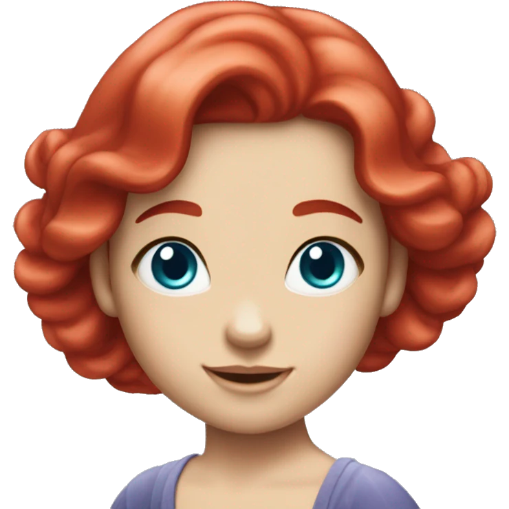 Create the Twin mermaid sister of Ariel who looks identical but with bright red hair and blue eyes emoji