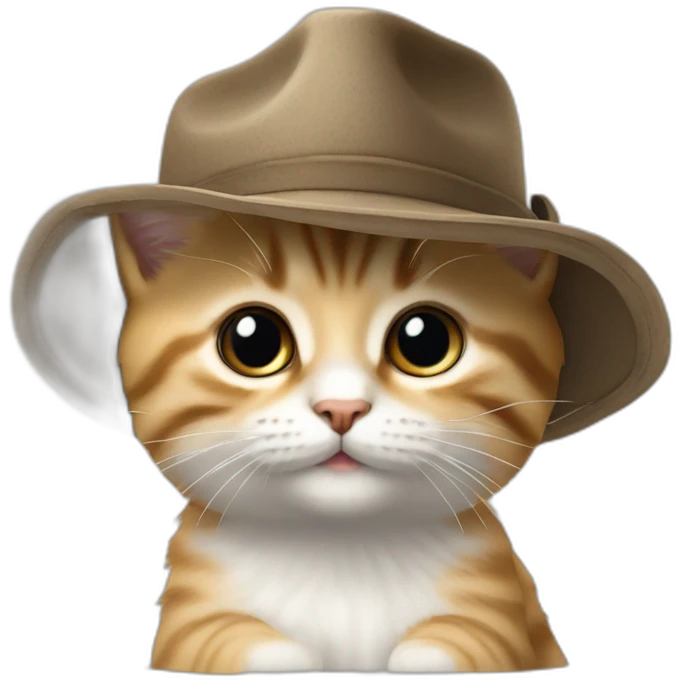 Chaton avec un chapeau emoji