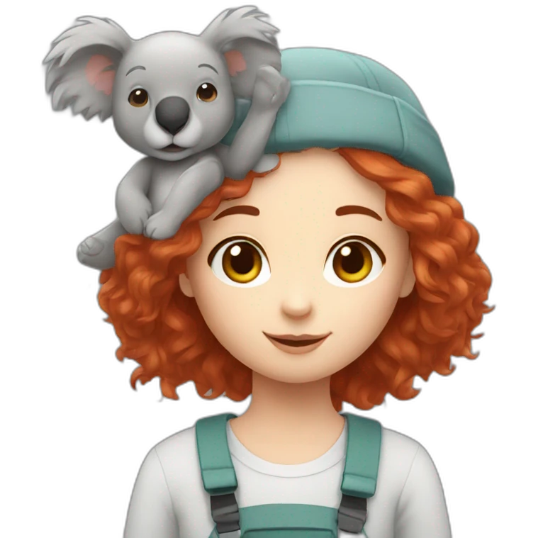 Red hair girl with her koala emoji