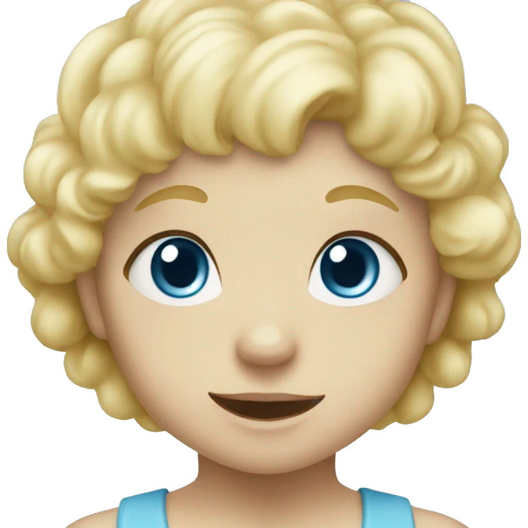 Blonde baby blue eyes saying hi emoji
