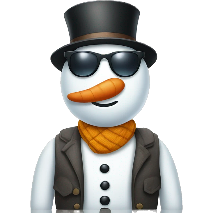 snowman with sunglasses and vest. freckles emoji