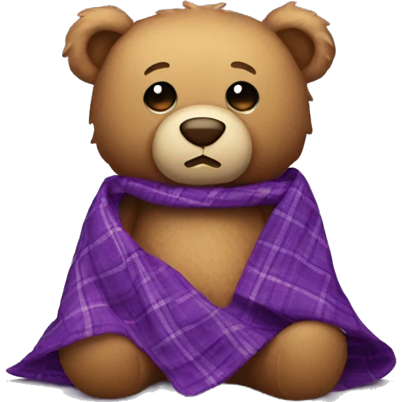 teddy bear with purple plaid blanket emoji