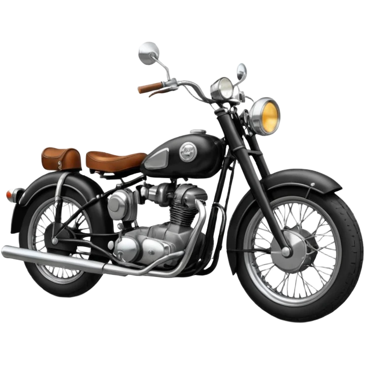 Illustrate a vintage motorcycle with round headlamp & rustic metal parts emoji