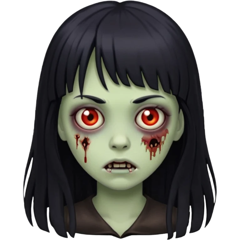 girl zombie with black long hair and bangs emoji