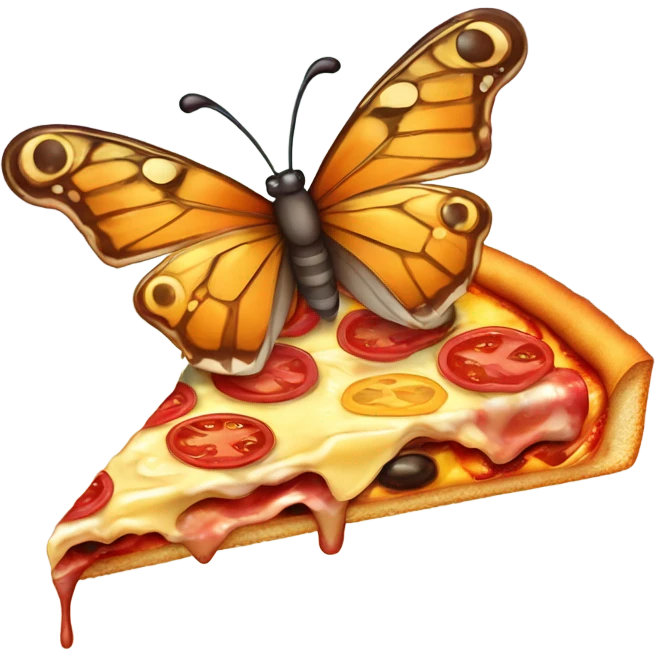 Butterfly eating pizza emoji