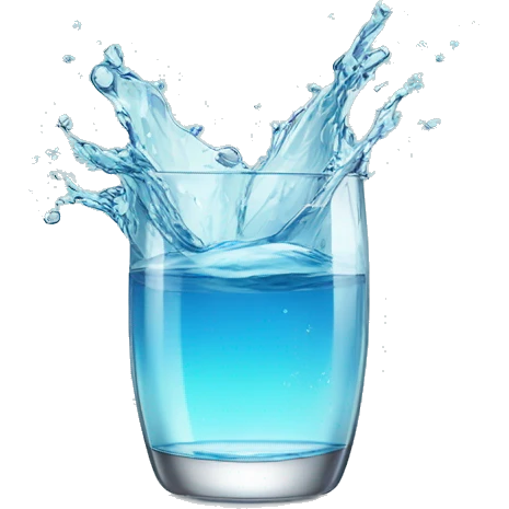 Sparkling splashing clear water in a clear glass  emoji