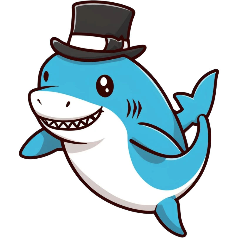 Shark with a top hat emoji