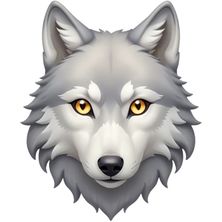 Cinematic Noble Wolf Portrait Emoji, Poised and regal, with a strong, lean build and a sleek, well-groomed Fur of grey and white, deep-set soulful piercing eyes, Simplified yet sharp and sophisticated features, highly detailed, glowing with a soft, dignified glow, high shine, intelligent and fierce, stylized with an air of wild majesty, focused and attentive, soft glowing outline, capturing the essence of a watchful and confident alpha, so majestic it feels as though it could howl out of the screen with effortless authority! emoji