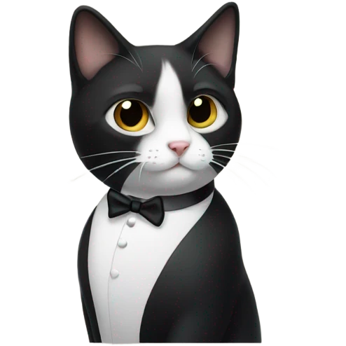Tuxedo cat with black face emoji