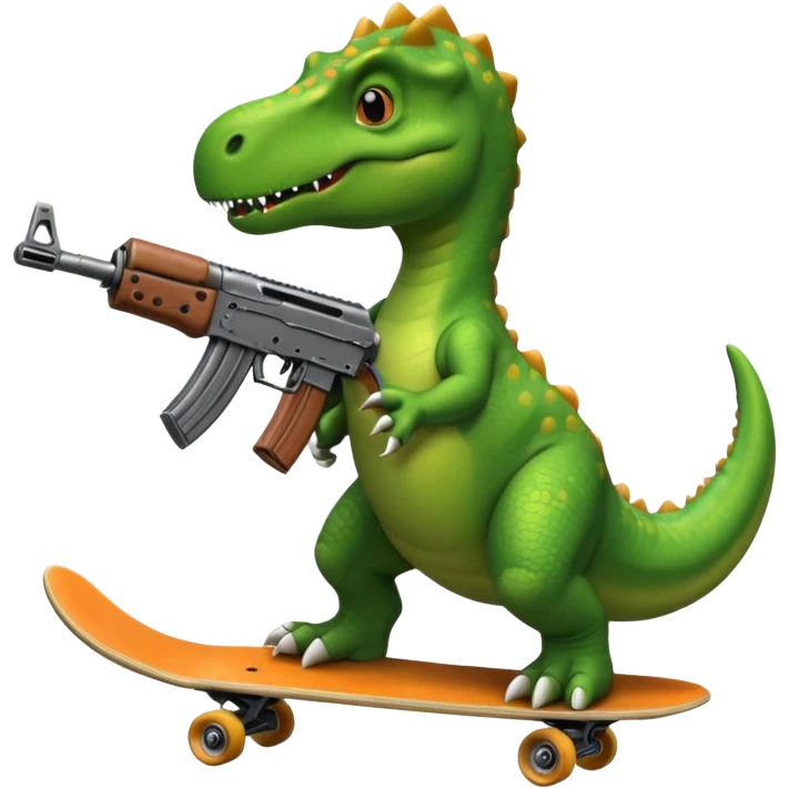 skateboarding dinosaur holding an ak47 emoji