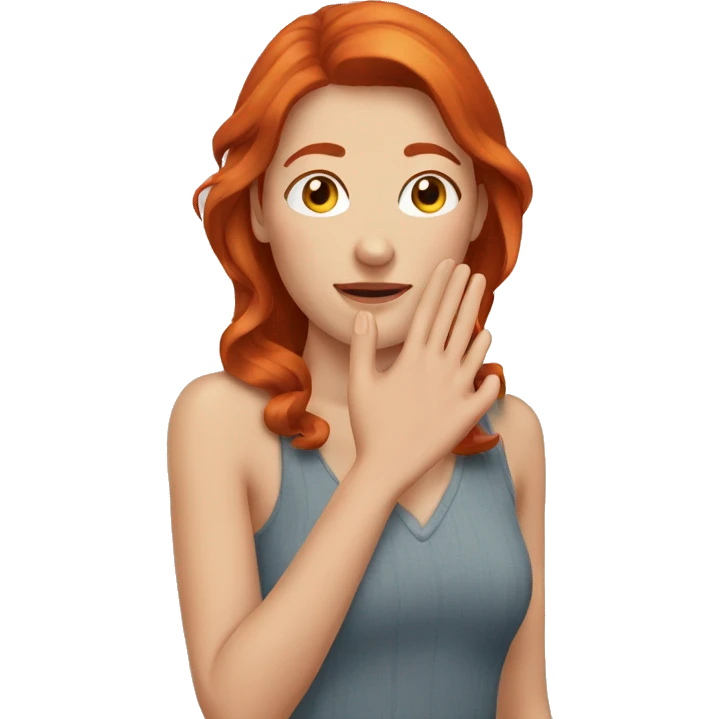 Redhead with hand on her face emoji